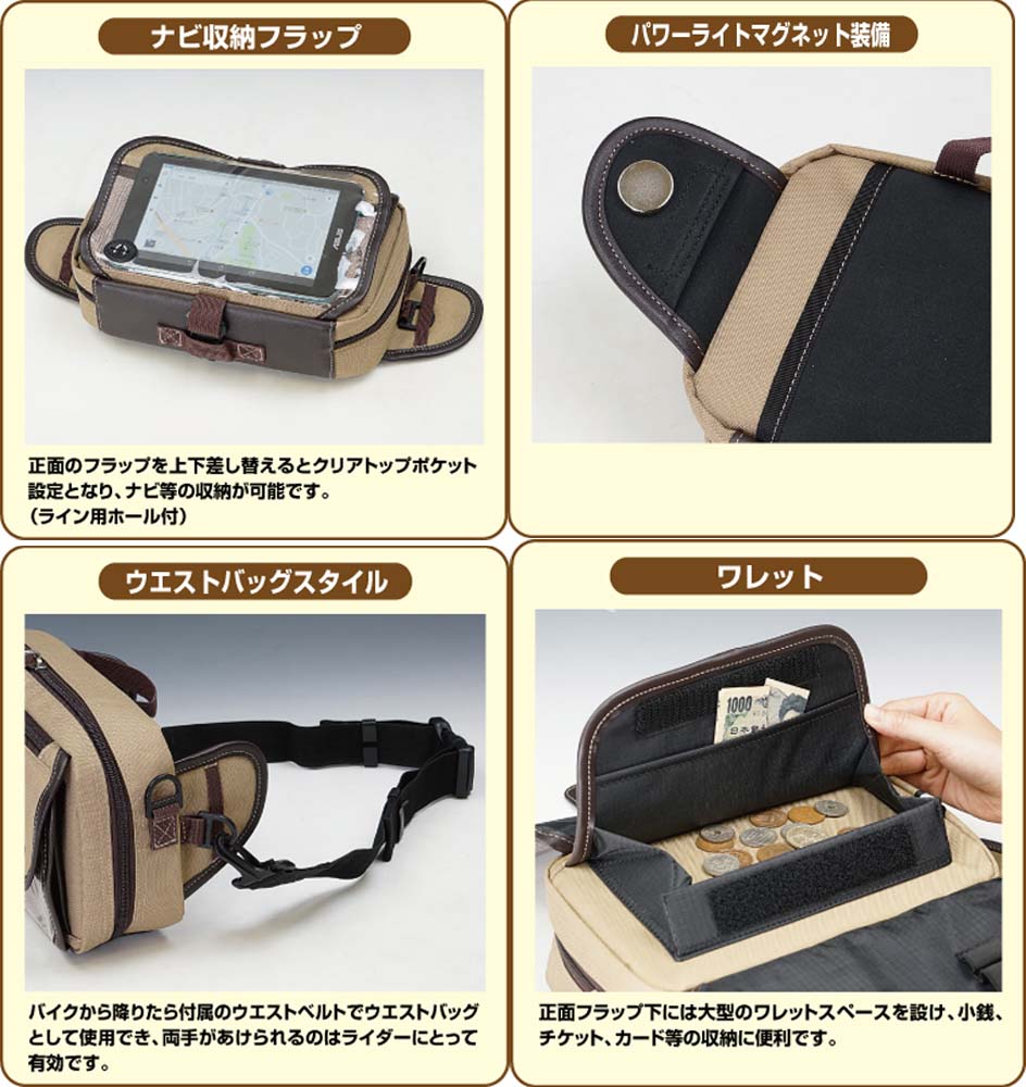 画像2: 【送料無料】ラフアンドロード ★RR9461  タンクバッグにもウエストバッグにもなる 2WAYバッグ F-ウエスタブルタンクポーチEX 