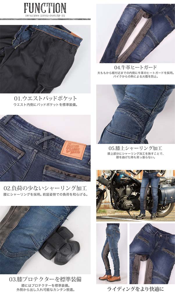 画像2: 【デグナー認定WEB正規代理店】デグナー(DEGNER)★カップ付きデニムパンツ レディース/ DENIM PANTS WITH CUP PROTECTION LADIES （ヴィンテージネイビー）